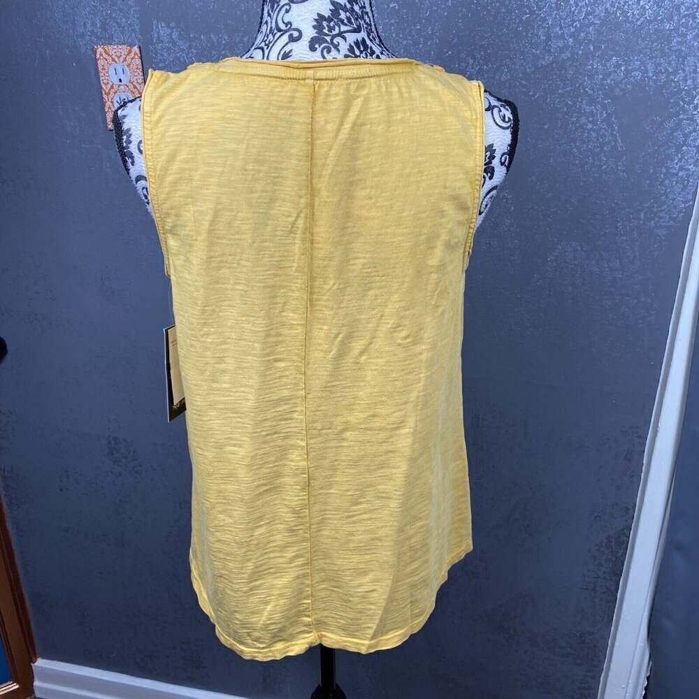 Style & Co tropical travel tumeric soutach embroidered swing tank top. sz 0X - Picture 7 of 9